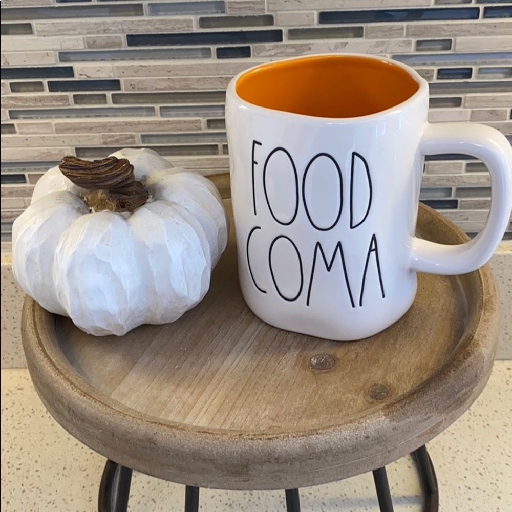 Rae dunn FOOD COMA mug, orange inside, fall